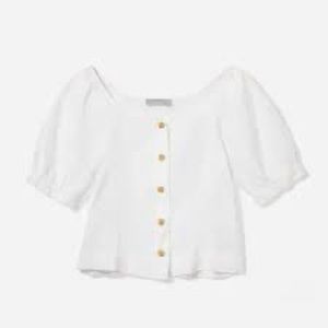 Everlane 100% Linen puff-sleeve top